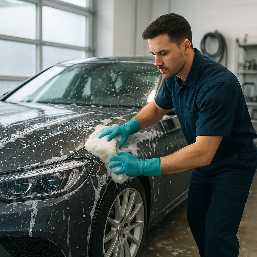 Handwäsche eines Fahrzeugs bei AliKamir